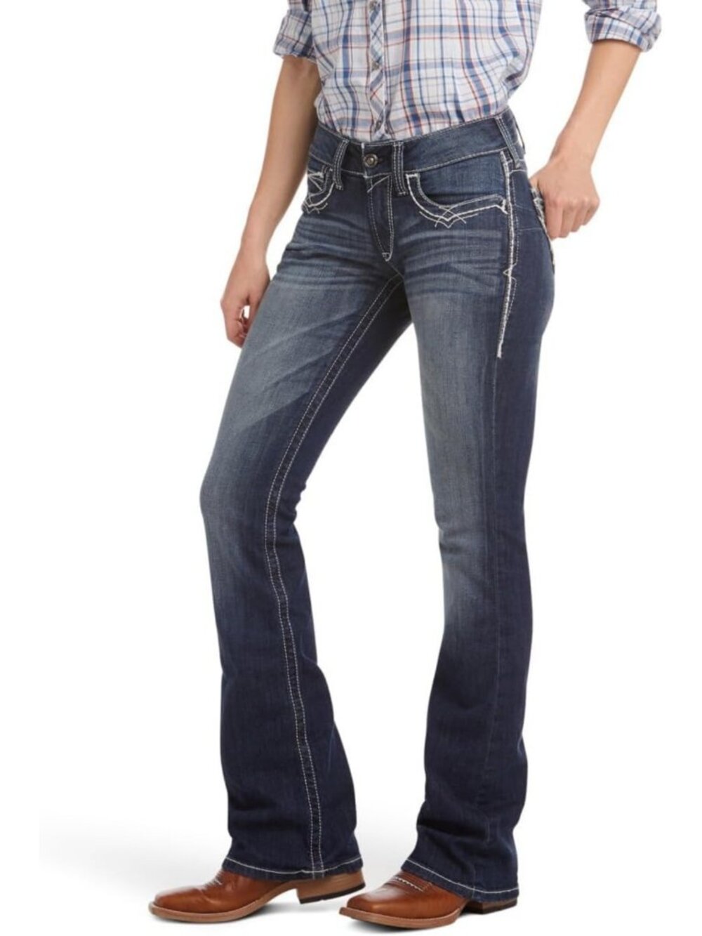 Mid Rise Stretch Boot Cut Jeans for Women - Comfortable & Stylish Fit